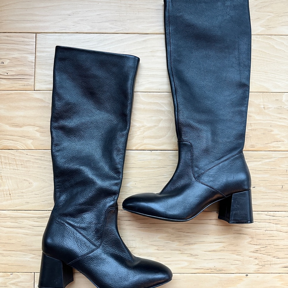 Seychelles Black Leather Knee Boots